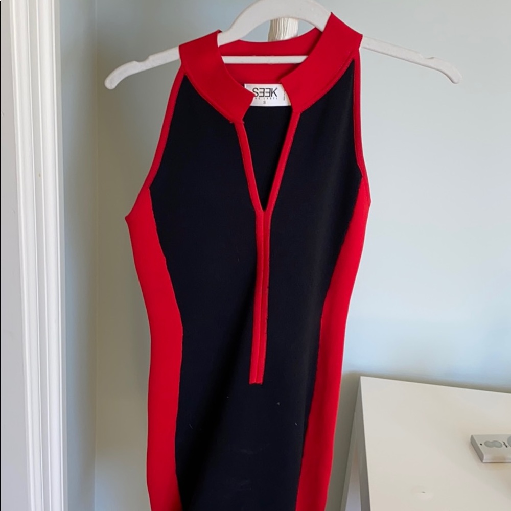 Red and Black Seek bodycon dress